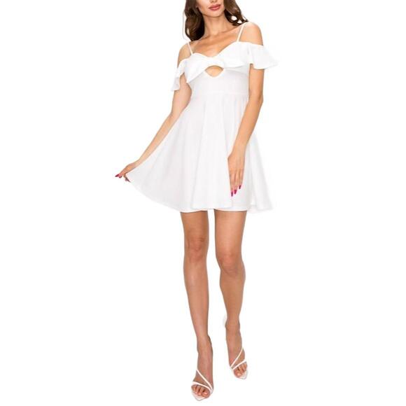 PRIVY Dresses & Skirts - NEW PRIVY off the shoulder mini dress in ivory
